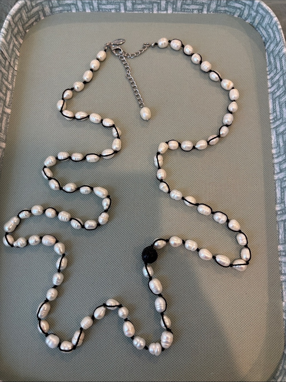 Chico’s Pearl Bead Strand Necklace with Black Cord - Unbranded